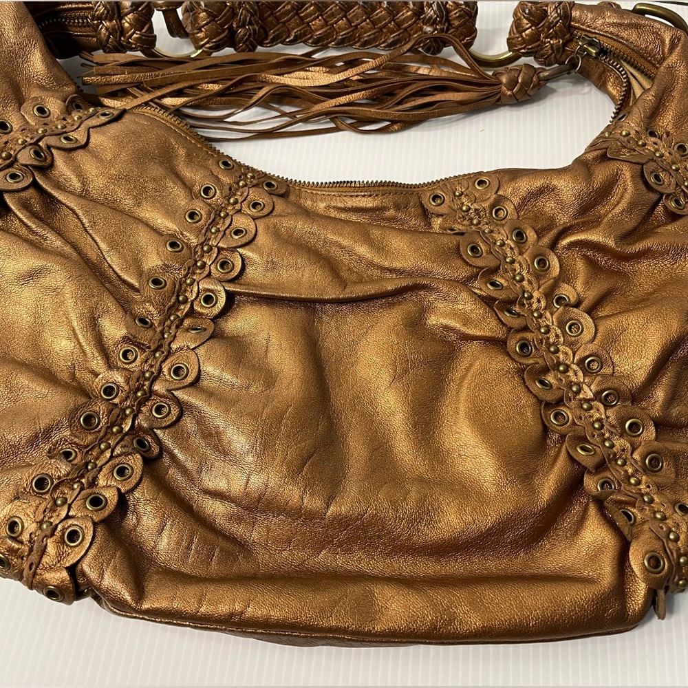 Vintage Isabella Fiore Genuine Soft Glove Leather Embellished Hand/Shoulder Bag - Picture 5 of 16